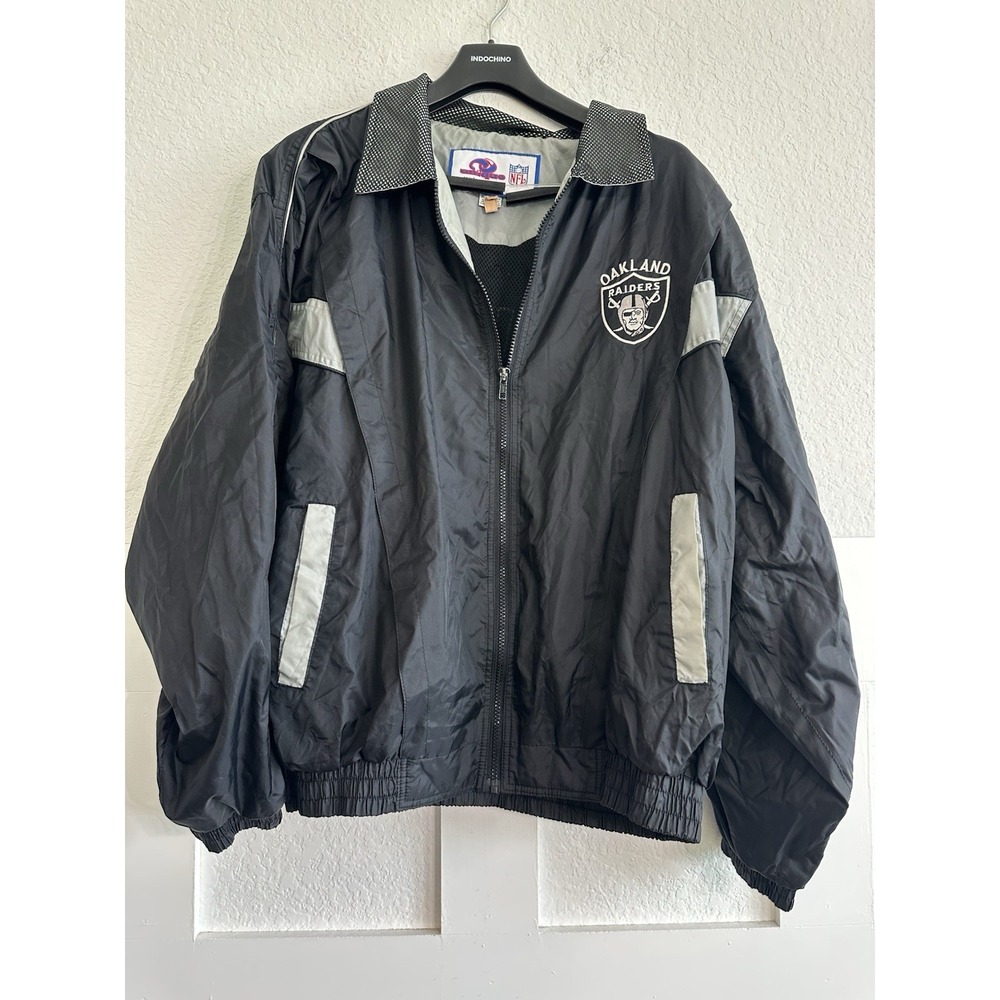 Oakland Raiders Windbreaker Mens XL Black Unique Sports Generation NFL Jacket